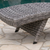 Outdoor Armed Aluminum Framed Grey Wicker Chaise Lounge - NH214303
