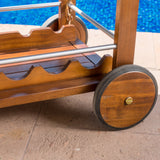 Outdoor Dark Acacia Wood Bar Cart with Powder Coated Aluminum Accents - NH835203