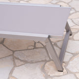 Outdoor Gray Mesh Chaise Lounge with Grey Finished Aluminum Frame - NH255303