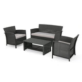Outdoor 4 Piece Wicker Chat Set w/ Water Resistant Cushions - NH250103