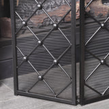 Modern 3-Panel Diamond Pattern Iron Fireplace Screen - NH255103