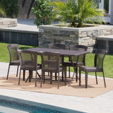Outdoor 7 Piece Multi-brown Wicker Dining Set - NH810203