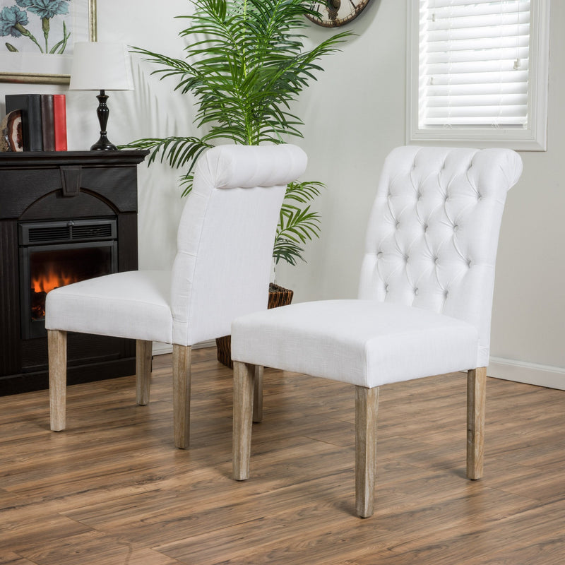 Roll Back Off-White Dining Chairs (Set of 2) - NH206112