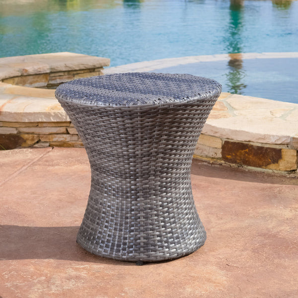 Outdoor Grey Wicker Side Table - NH668412