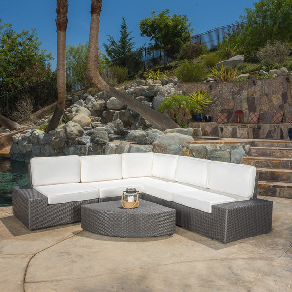 6pc Outdoor Grey Wicker Sectional Set - NH125512