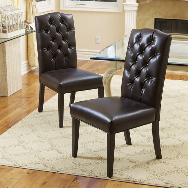 Brown Leather Dining Chair (Set of 2) - NH482612