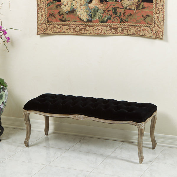 Traditional Button Tufted Velvet Bench - NH759612