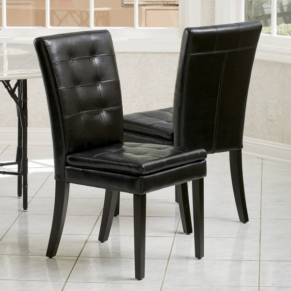 Black Leather Dining Chairs (Set of 2) - NH454712