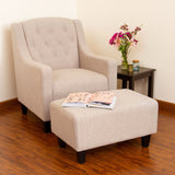 Tufted Light Beige Fabric Chair and Ottoman - NH331522