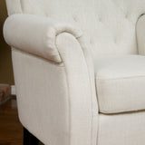 Alpha Tufted Light Beige Fabric Club Chair
