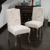 Back French Script Beige Fabric Dining Chairs (Set of 2) - NH472032