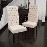 Tall Dark Beige Tufted Dining Chairs (Set of 2) - NH009432