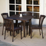Point 5-pieces Outdoor Patio Brown Wicker Dining Set - NH273532