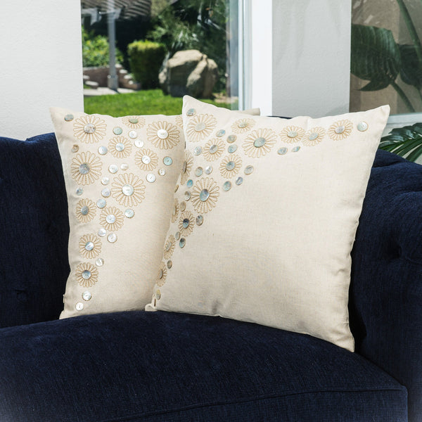 18-inch Embroidered Paillette Beading Throw Pillows (Set of 2) - NH229732
