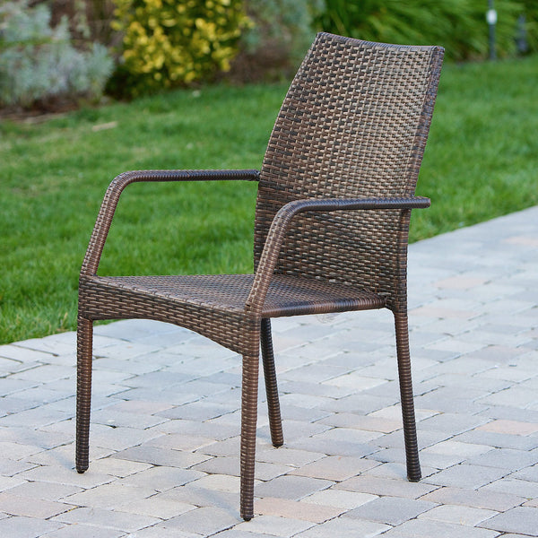 Outdoor Stacking Multi-Brown Wicker Chairs (Set of 2) - NH812832