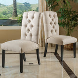 Tufted Natural Plain Fabric Dining Chair (Set of 2) - NH306832