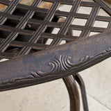 Traditional Outdoor Shiny Copper Cast Aluminum Swivel Barstool with Arms - NH587832