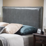 Full to Queen Size Grey Leather Headboard - NH078832