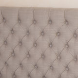 Contemporary Button Tufted Light Beige Fabric Queen/Full Headboard - NH378832