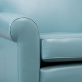 Contemporary Teal Blue Leather Club Chair with Scrolled Arms - NH716852