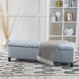 Button-Tufted Fabric Storage Ottoman Bench - NH642992