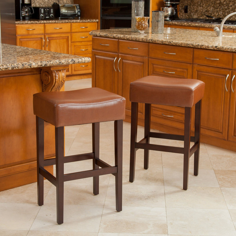 31-Inch Backless Leather Bar Stools (Set of 2) - NH223112