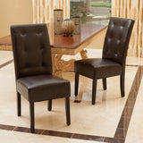 Brown Leather Dining Chairs (Set of 2) - NH402592