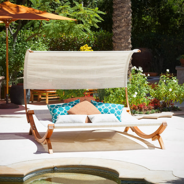 Outdoor Patio Chaise Lounge Sunbed and Canopy - NH692592