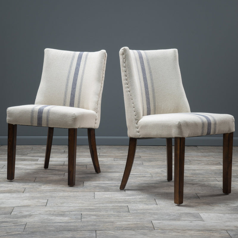 Blue Stripe Fabric Dining Chairs (Set of 2) - NH023592