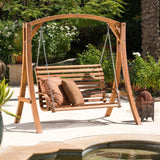 Outdoor Wood Swinging Bench and Base - NH753592