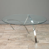 Tempered Glass Round Accent Coffee Table w/ Chrome Legs - NH004592