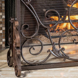 Copper Brown Finish Wrought Iron Fireplace Screen - NH054592