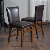 Brown Leather Folding Dining Chairs (Set of 2) - NH405592