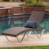 Outdoor Brown Wicker Aluminum Chaise Lounge Chair - NH835592