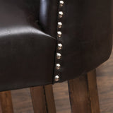27-Inch Brown Leather Nailhead Accent Counter Stools (Set of 2) - NH615592
