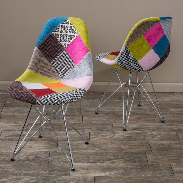 Multi-Color Patchwork Fabric Accent Chair (Set of 2) - NH056592