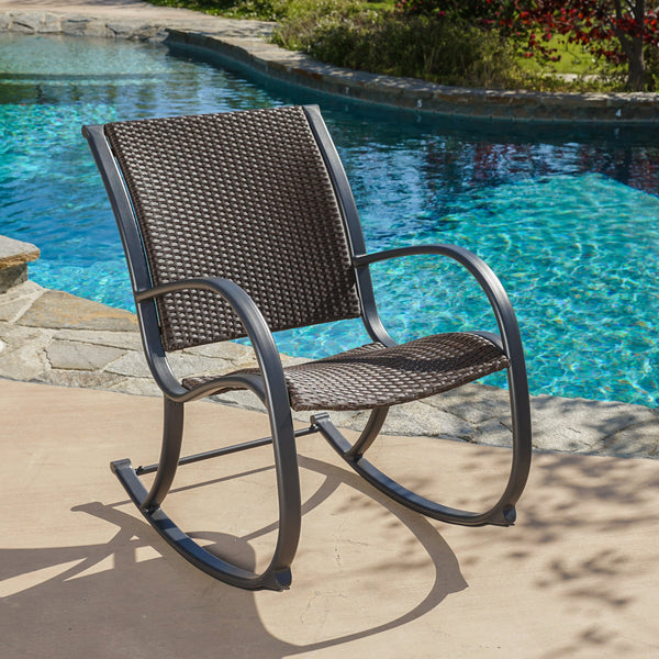 Brown Rocker Chair Outdoor Dark Brown Wicker Rocking Chair - NH456592 – NobleHouseFurniture