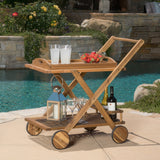 Natural Wood Stained Kitchen Serving Cart - NH656592