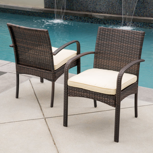 Outdoor Multibrown PE Wicker Dining Chairs (Set of 2) - NH066592