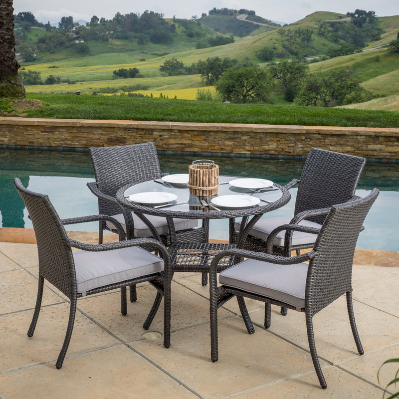 Outdoor 5pc Grey Wicker Dining Set - NH166592