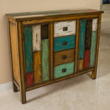 Antique Multicolor Distressed Wood Storage Cabinet - NH586592