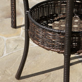 Outdoor 3-Piece Multi-Brown Wicker Bistro Set with Tempered Glass Top - NH796592
