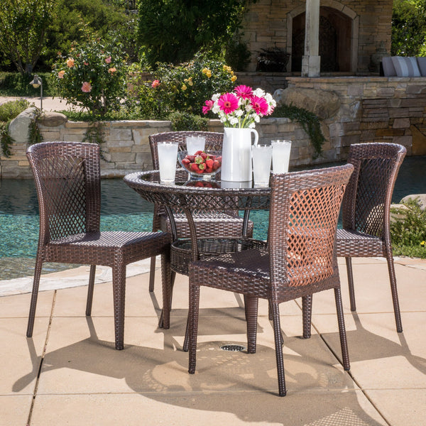 Outdoor Multibrown Wicker 5pc Dining Set - NH096592
