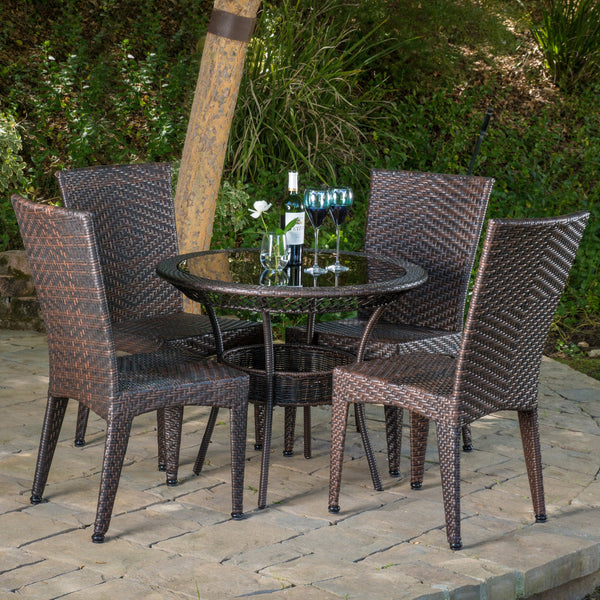 Outdoor Multibrown Wicker 5pc Dining Set - NH196592