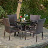 Outdoor Multibrown Wicker  5pc Dining Set - NH296592