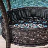 Outdoor 3-Piece Multi-Brown Wicker Bistro Set with Tempered Glass Top - NH596592
