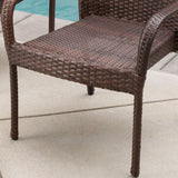 Outdoor 3-Piece Multi-Brown Wicker Bistro Set with Tempered Glass Top - NH396592