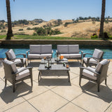 Outdoor 8 Piece Gray Wicker Chat Set with Cushions - NH697592