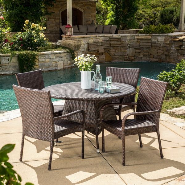 Outdoor 5pc Multibrown Wicker Dining Set - NH218592
