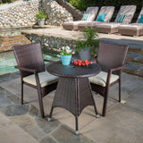 Outdoor 3-piece Wicker Bistro Set with Cushions - NH818592
